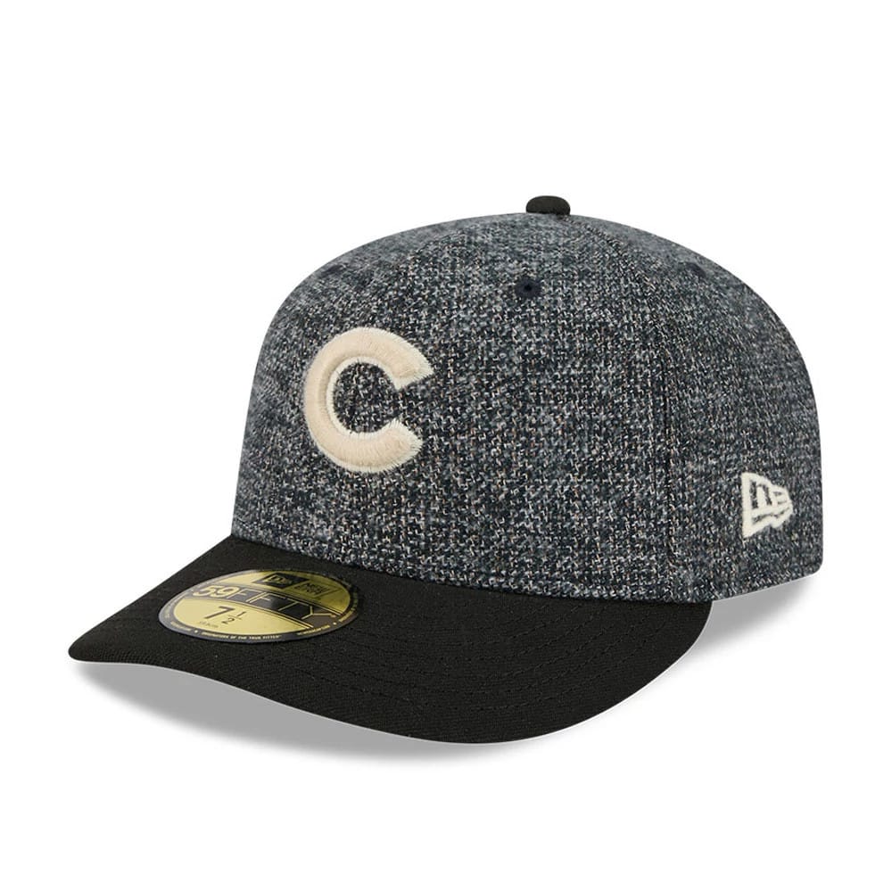 Chicago Cubs MLB Tweedy Cotton Black 59FIFTY Fitted Cap-kentox