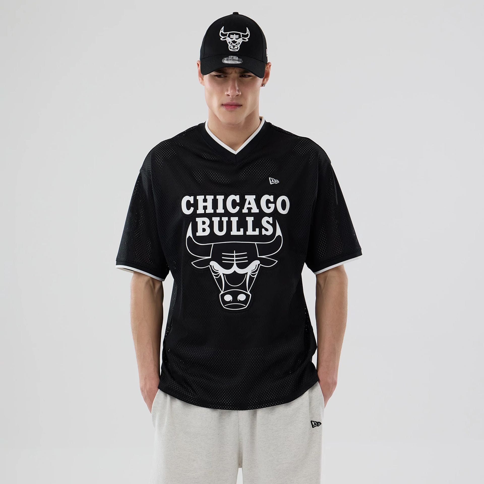 Chicago Bulls NBA Mesh Black Oversized T-Shirt-kentox
