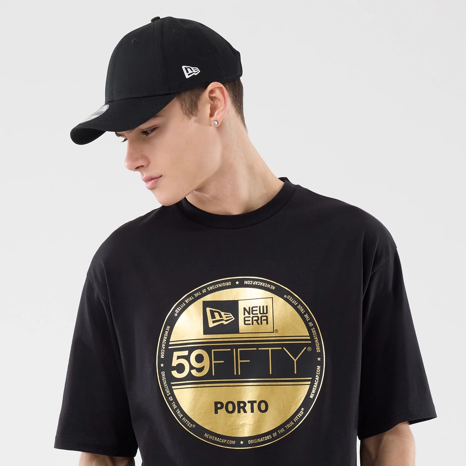 New Era Sticker Porto Black Oversized T-Shirt-kentox