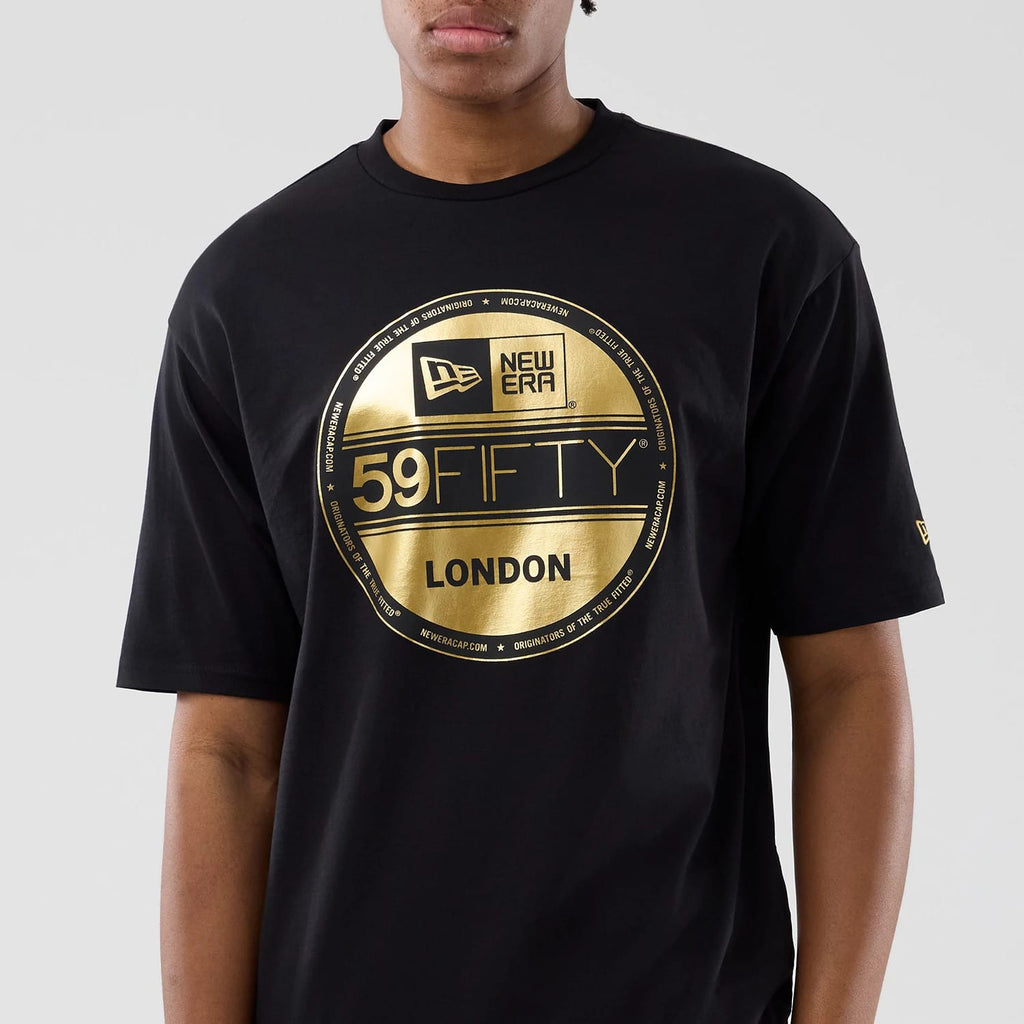 New Era Sticker London Black Oversized T-Shirt-kentox