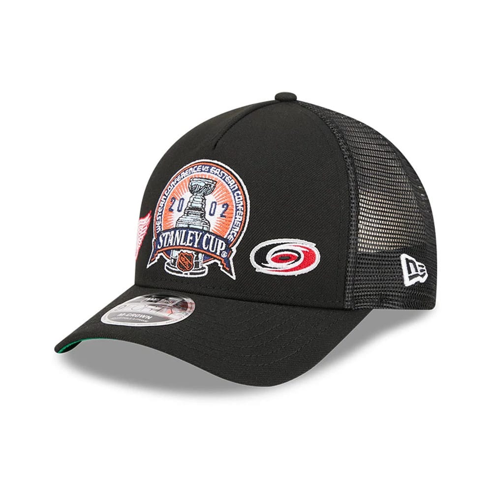 Red Wings NHL Stanley Cup Black 9FORTY M-Crown A-Frame Trucker Adjustable Cap-kentox