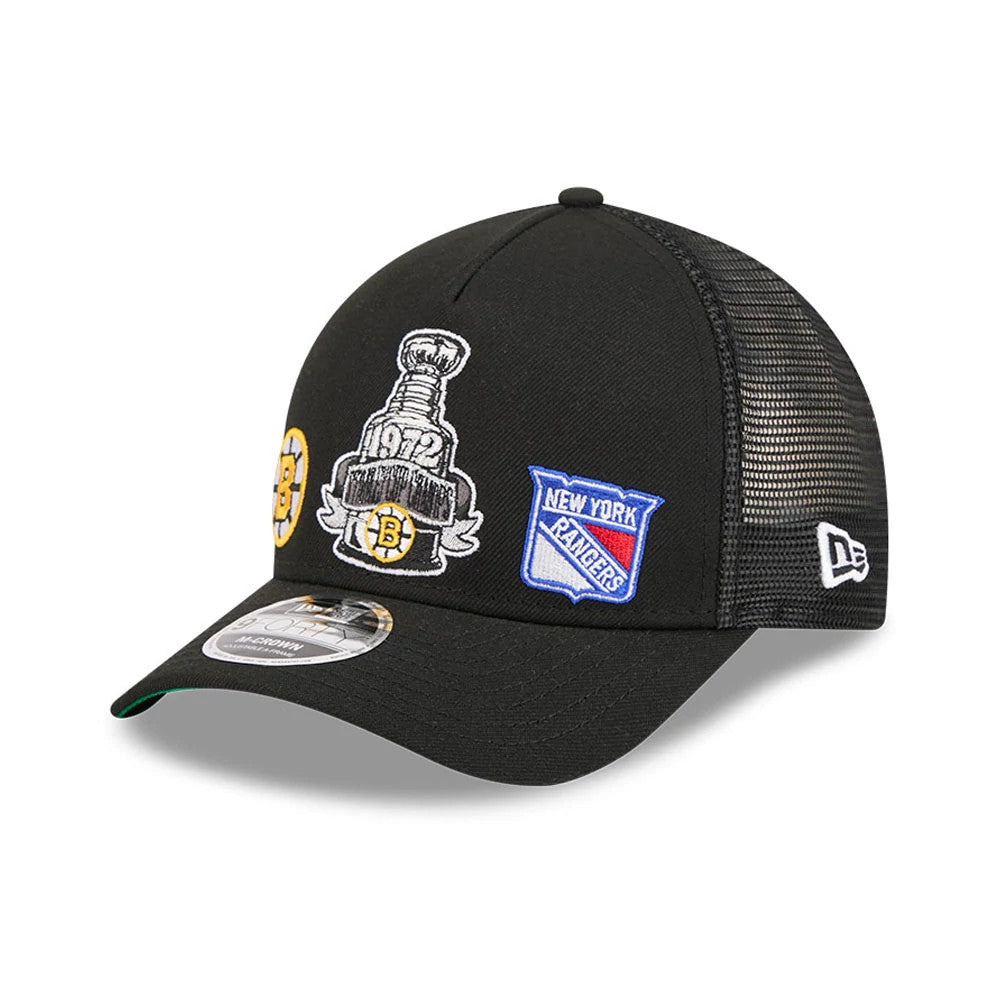 Bruins NHL Stanley Cup Black 9FORTY M-Crown A-Frame Trucker Adjustable Cap-kentox