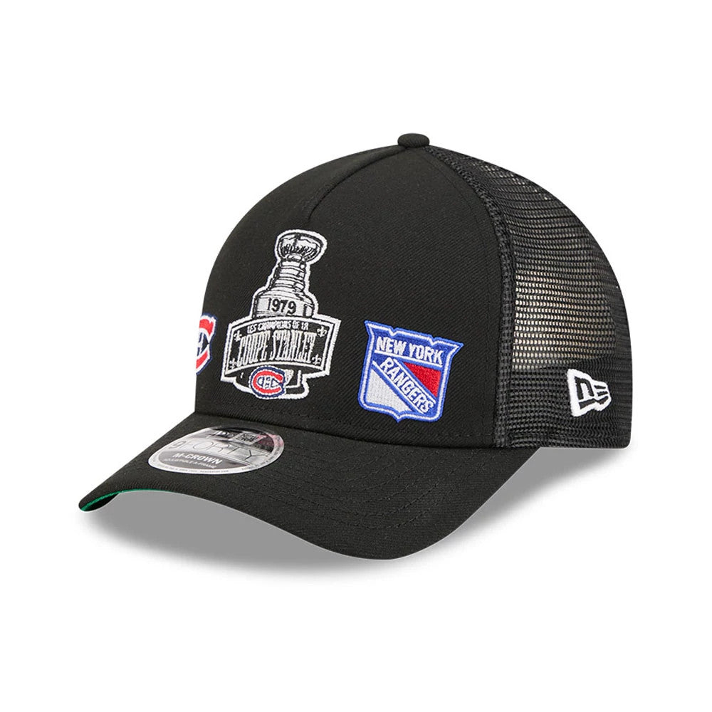 Canadiens NHL Stanley Cup Black 9FORTY M-Crown A-Frame Trucker Adjustable Cap-kentox