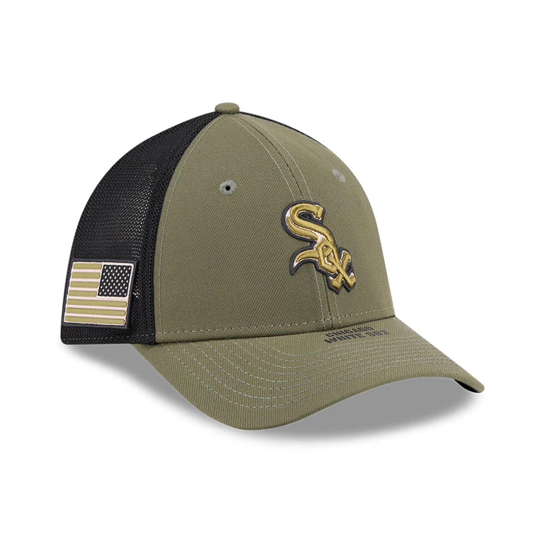 White Sox MLB Armed Forces Day 2026 Green 39THIRTY M-Crown Stretch Fit Cap-kentox