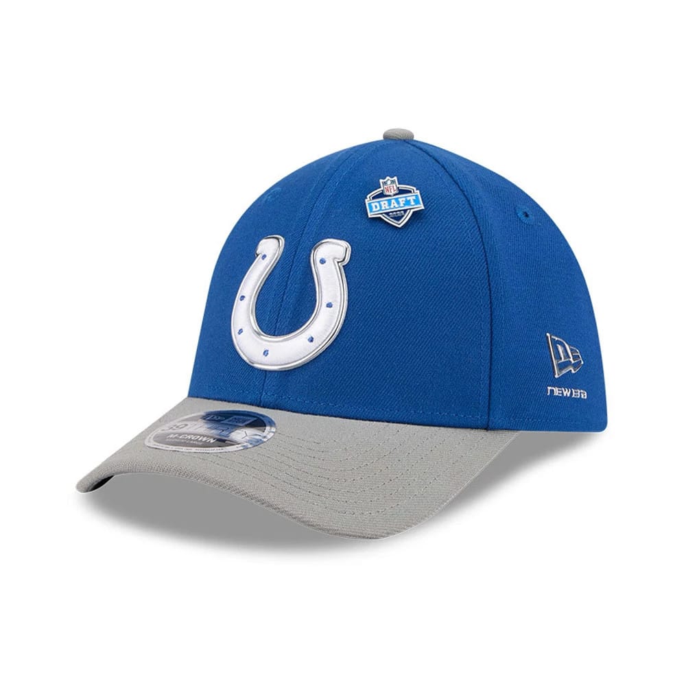 Indianapolis Colts NFL Draft 2026 Blue 39THIRTY M-Crown Stretch Fit Cap-kentox