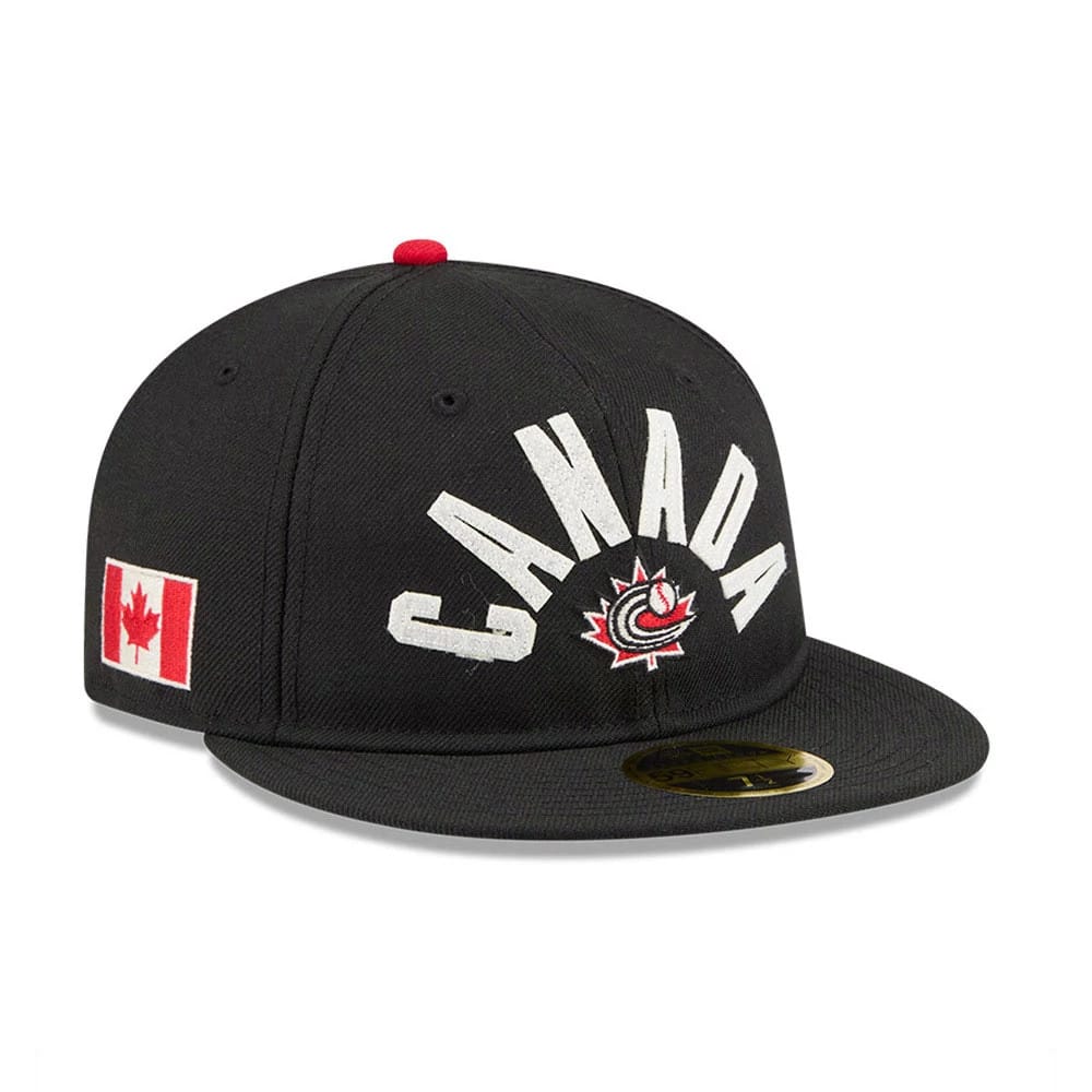 WBC Canada Classical Script Black Retro Crown 59FIFTY Fitted Cap-kentox