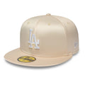LA Dodgers MLB Satin Cream 59FIFTY Fitted Cap-kentox