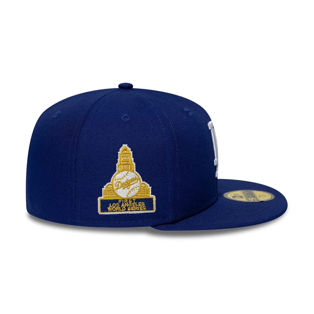 LA Dodgers MLB Sidepatch Satin Lined Dark Blue 59FIFTY Fitted Cap-kentox