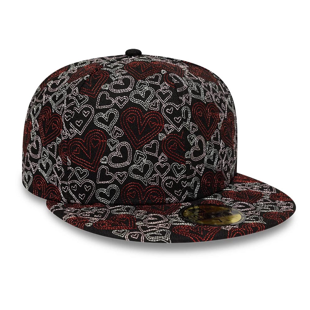 New Era All Over Hearts Black 59FIFTY Fitted Cap-kentox