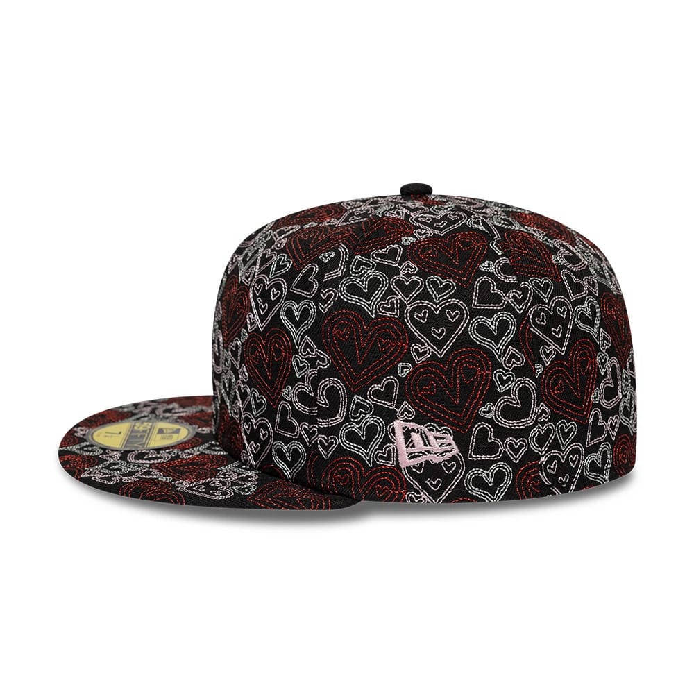New Era All Over Hearts Black 59FIFTY Fitted Cap-kentox