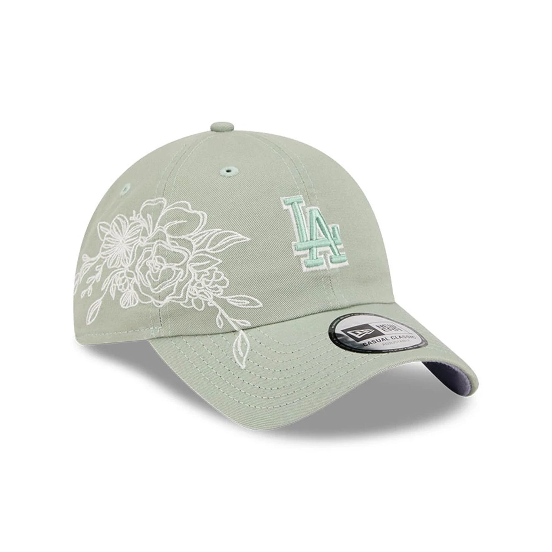 LA Dodgers MLB Stitched Flowers Pastel Green Casual Classic Adjustable Cap-kentox