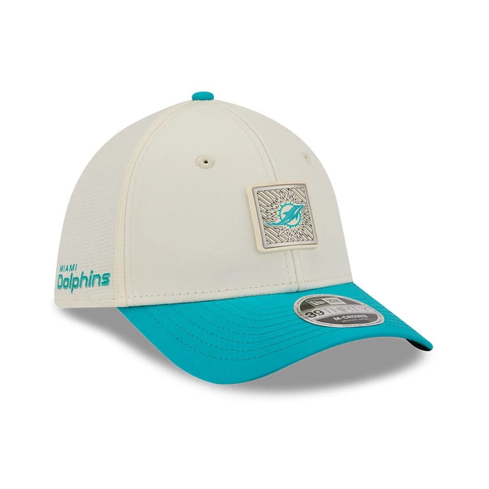 Miami Dolphins NFL Training 2026 White 39THIRTY M-Crown Stretch Fit Cap-kentox