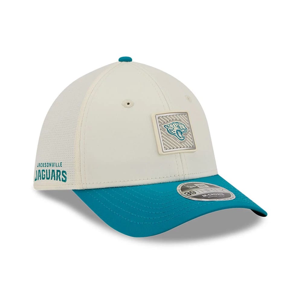 Jaguars NFL Training 2026 White 39THIRTY M-Crown Stretch Fit Cap-kentox
