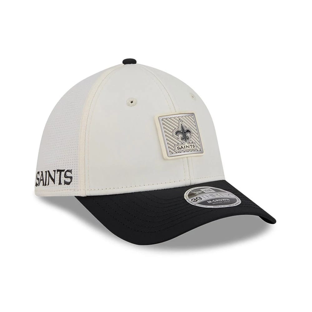 New Orleans Saints NFL Training 2026 White 39THIRTY M-Crown Stretch Fit Cap-kentox
