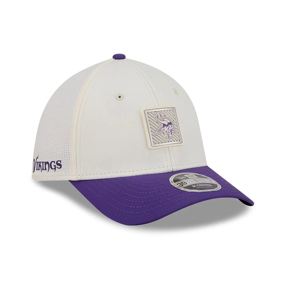 Minnesota Vikings NFL Training 2026 White 39THIRTY M-Crown Stretch Fit Cap-kentox