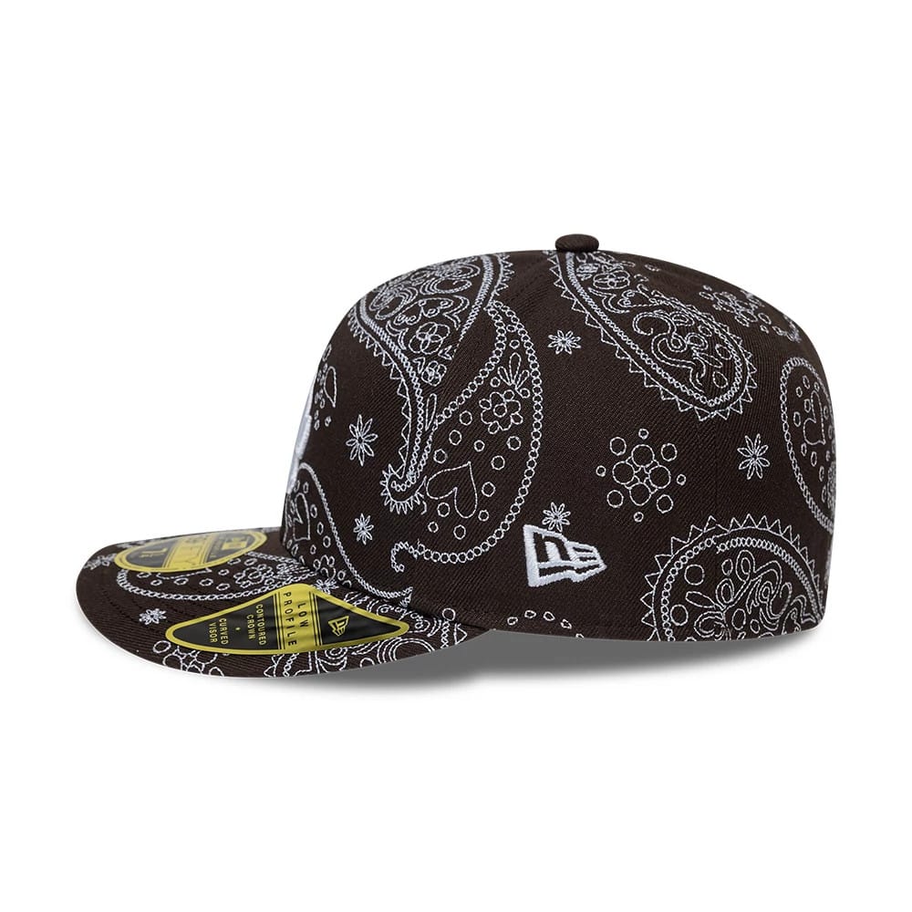 LA Dodgers MLB All Over Paisley Dark Brown Low Profile 59FIFTY Fitted Cap-kentox