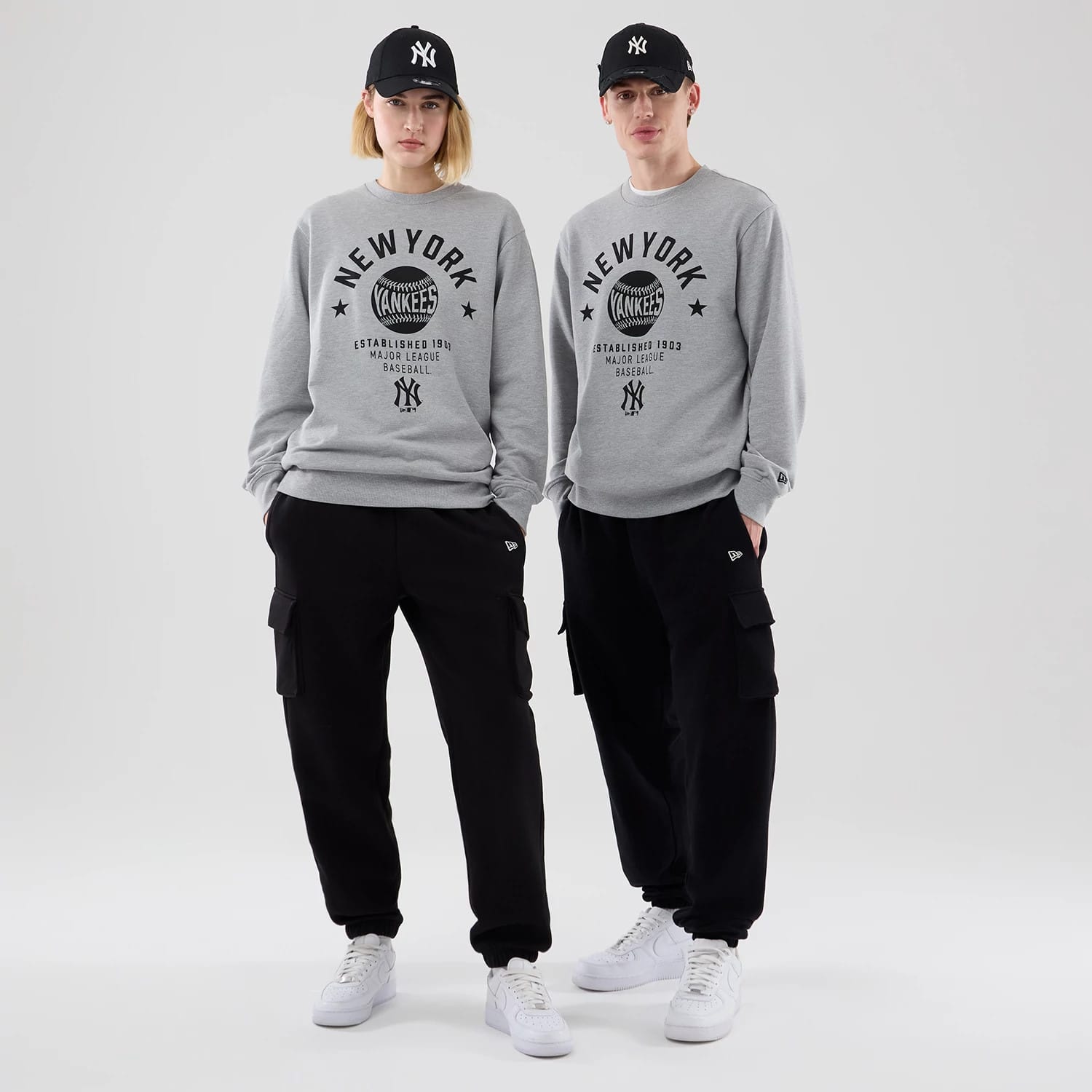 New York Yankees MLB Graphic Grey Oversized Crew Neck Sweater-kentox