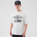 New York Yankees MLB Logo Graphic White Oversized T-Shirt-kentox