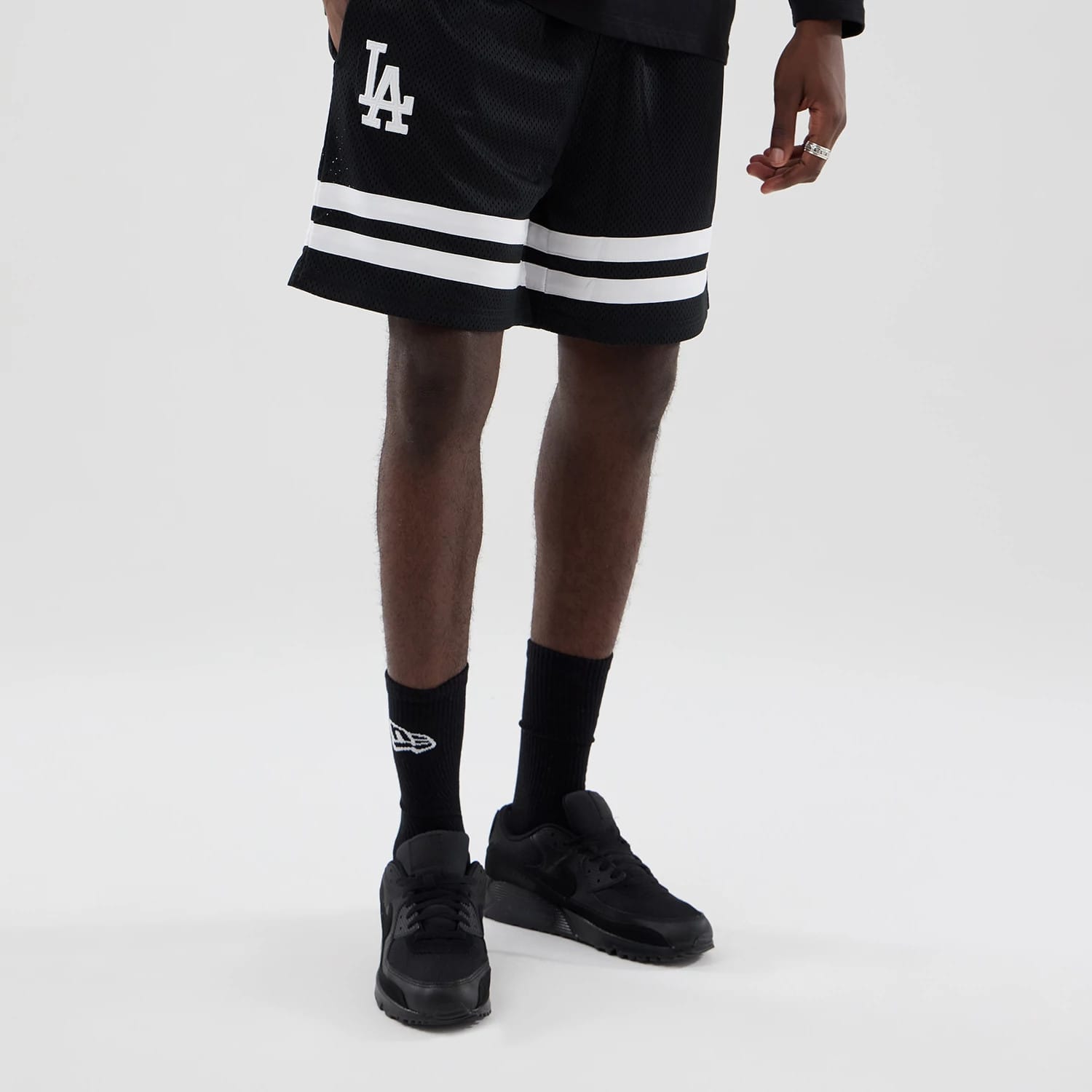 LA Dodgers MLB Mesh Black Oversized Shorts-kentox
