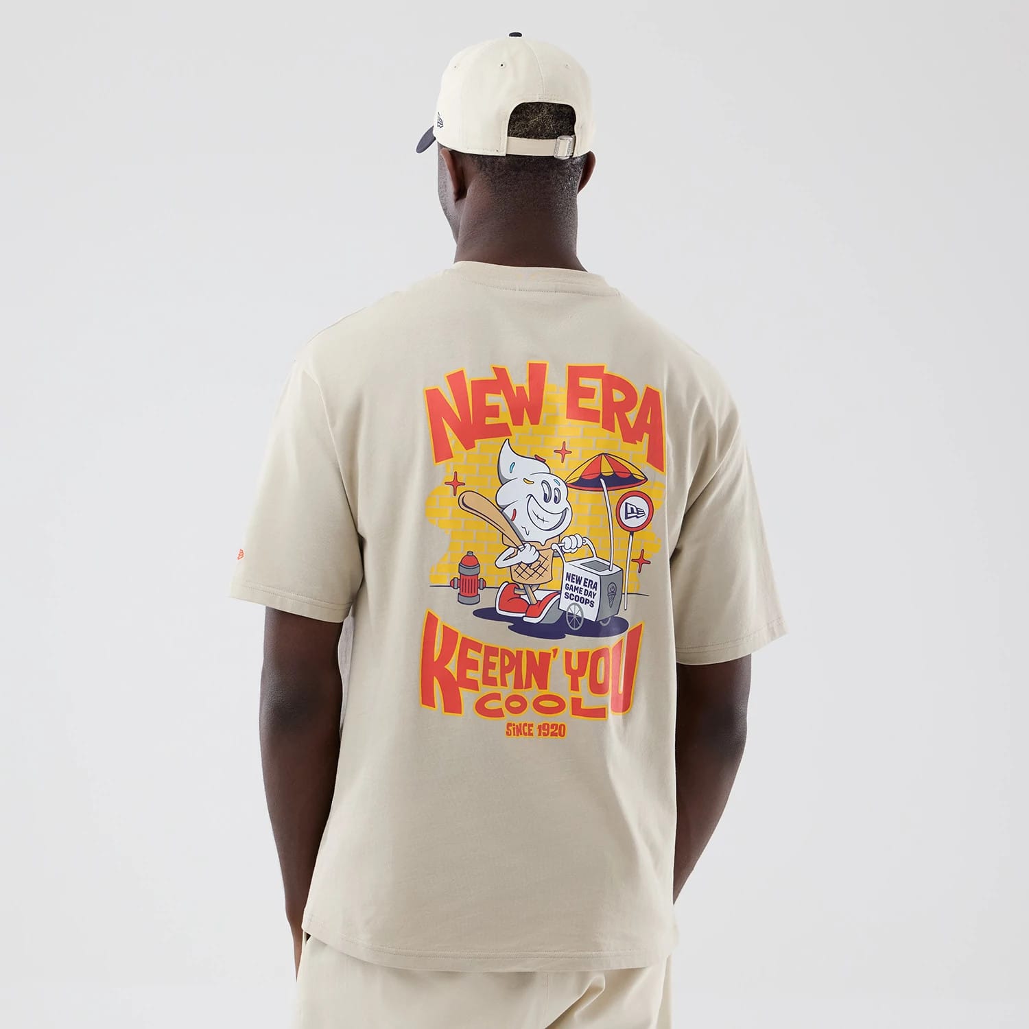 New Era Food Graphic Light Beige Oversized T-Shirt-kentox