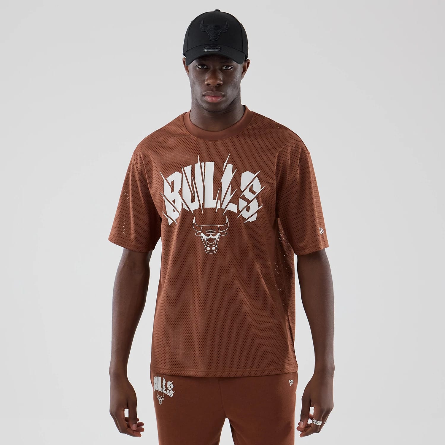Chicago Bulls NBA Core Plus Mesh Brown Oversized T-Shirt-kentox