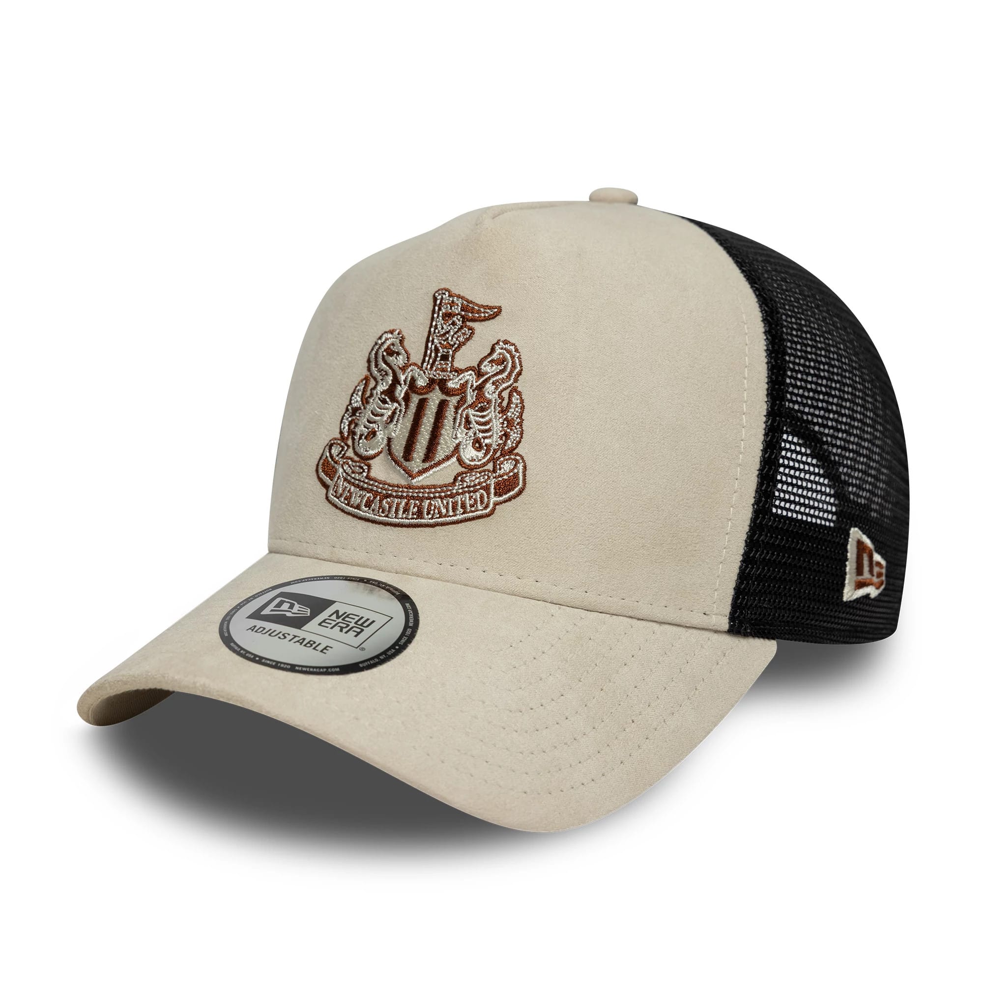 Newcastle United FC Faux Suede Cream 9FORTY E-Frame Trucker Adjustable Cap-kentox