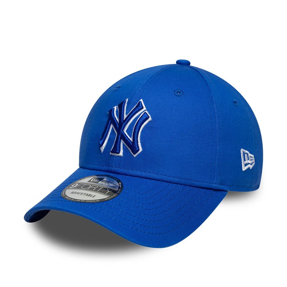 New York Yankees MLB Team Outline Bright Blue 9FORTY Adjustable Cap-kentox