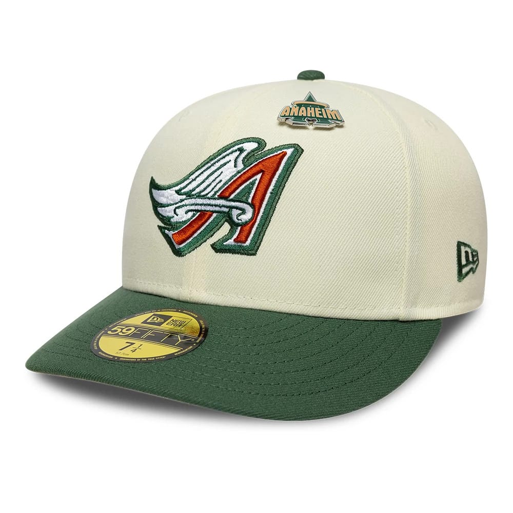LA Angels MLB Pin Cream & Dark Green 59FIFTY Fitted Cap-kentox