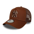 New York Yankees MLB Outline Brown 9FORTY E-Frame Trucker Adjustable Cap-kentox