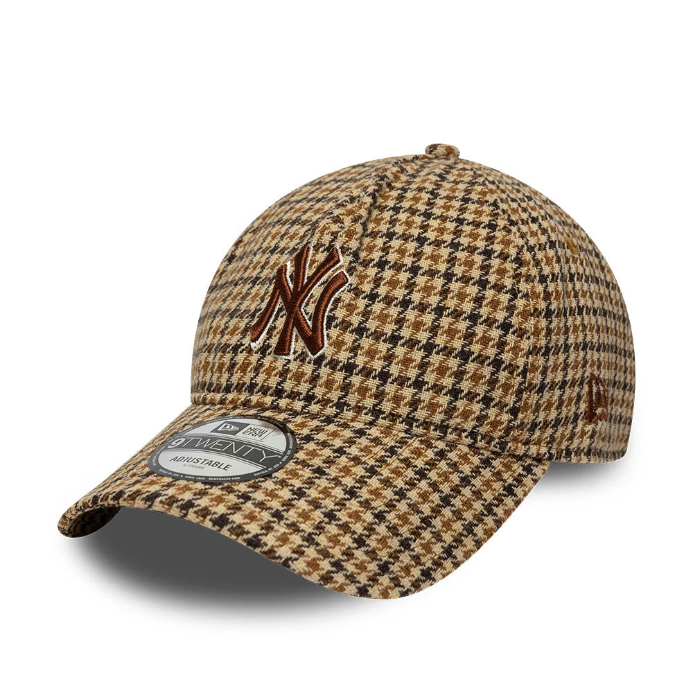 New York Yankees MLB Check Beige 9TWENTY A-Frame Adjustable Cap-kentox