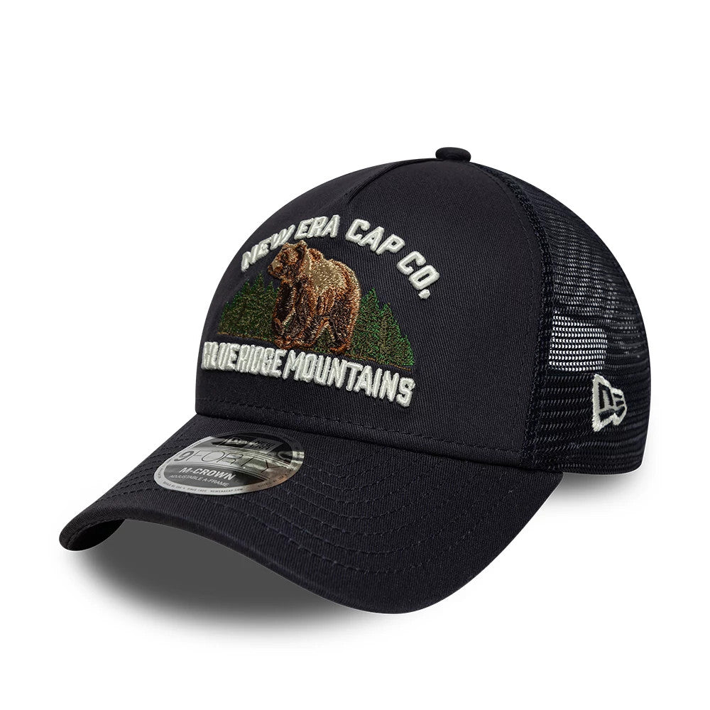 New Era Graphic Navy 9FORTY M-Crown A-Frame Trucker Adjustable Cap-kentox