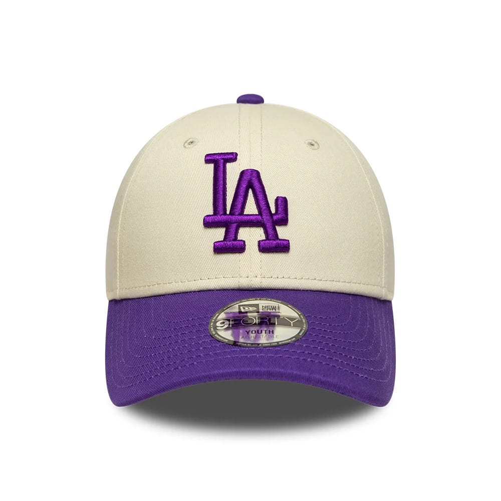 Dodgers Youth MLB League Essential Cream & Purple 9FORTY Adjustable Cap-kentox