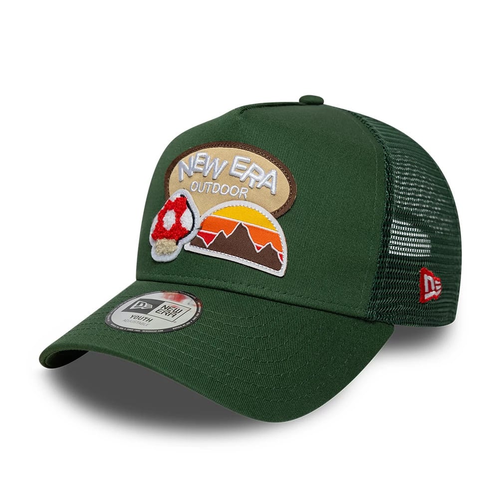 Youth New Era Outdoor Dark Green 9FORTY A-Frame Trucker Adjustable Cap-kentox