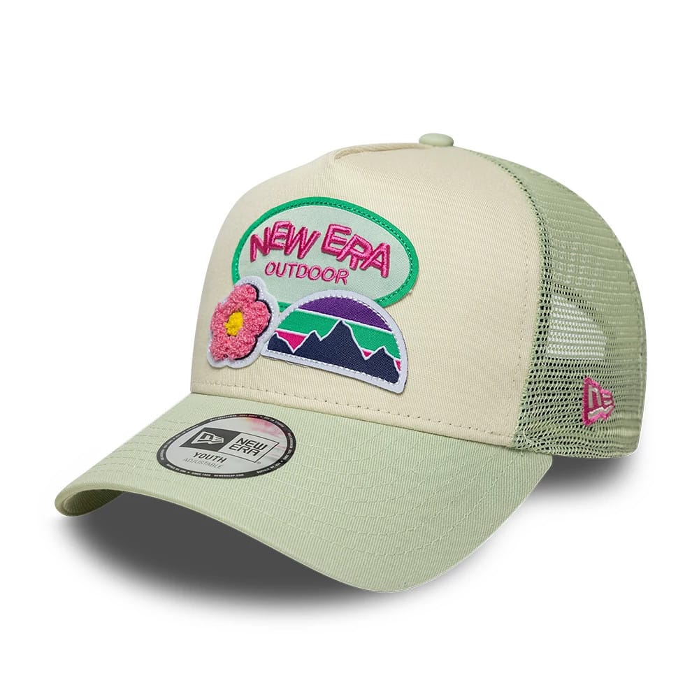 Youth New Era Outdoor Pastel Green 9FORTY A-Frame Trucker Adjustable Cap-kentox