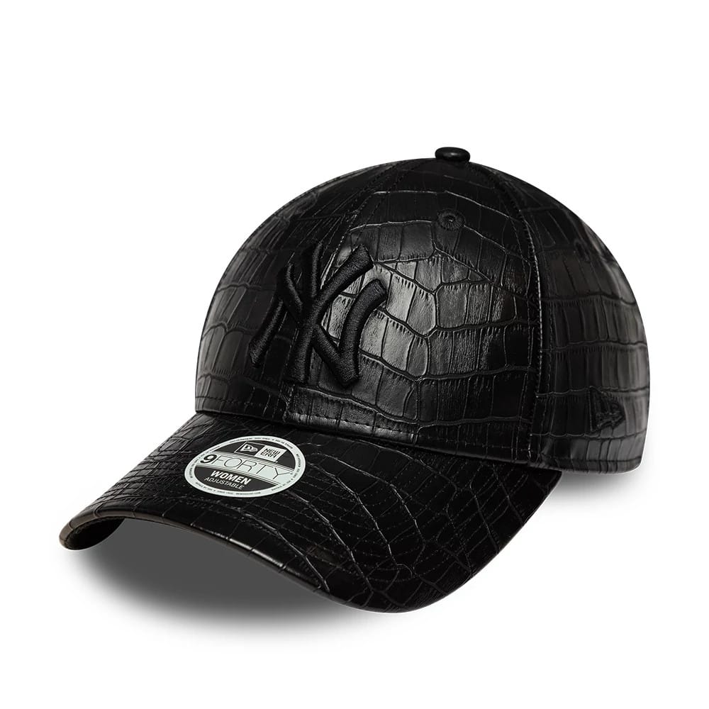 New York Yankees Womens MLB Pattern PU Black 9FORTY Adjustable Cap-kentox