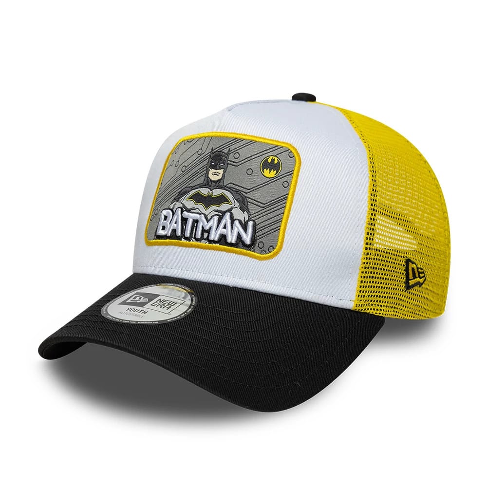 Youth Batman DC Patch White 9FORTY A-Frame Trucker Adjustable Cap-kentox
