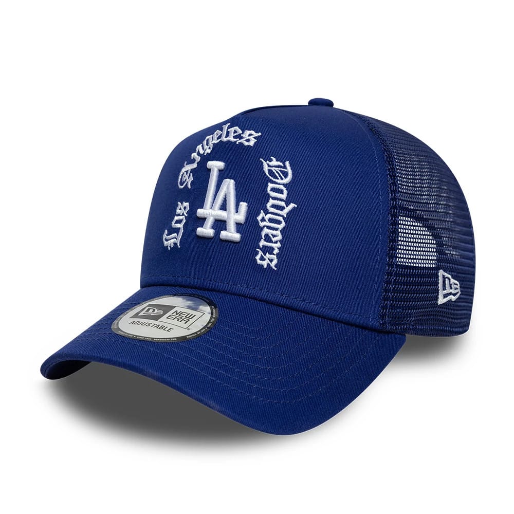 LA Dodgers MLB Script Dark Blue 9FORTY A-Frame Trucker Adjustable Cap-kentox