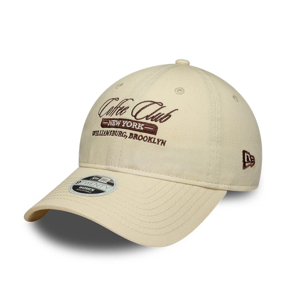 Womens New Era Café Slogan Cream 9TWENTY Adjustable Cap-kentox