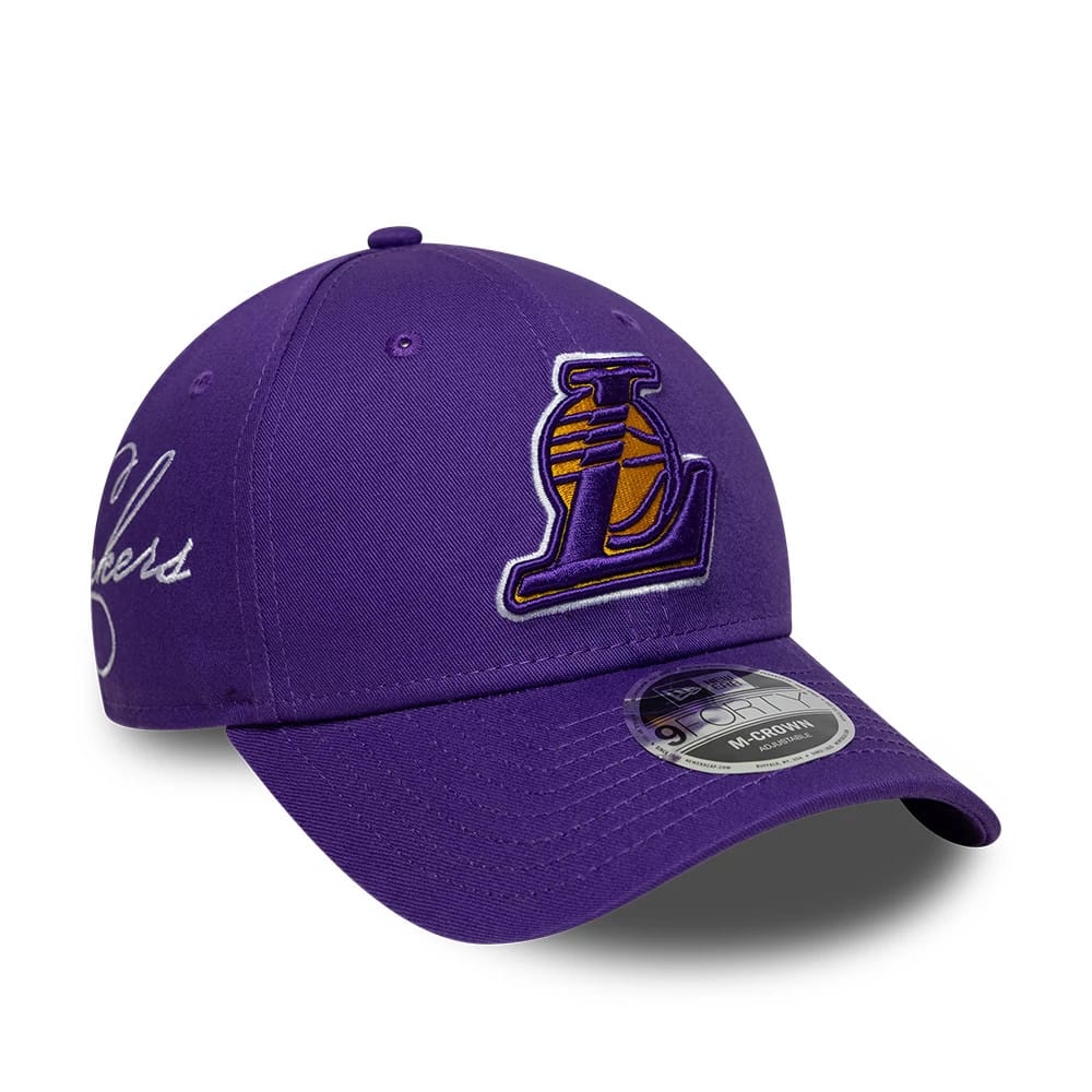LA Lakers NBA Side Script Purple 9FORTY M-Crown Adjustable Cap-kentox