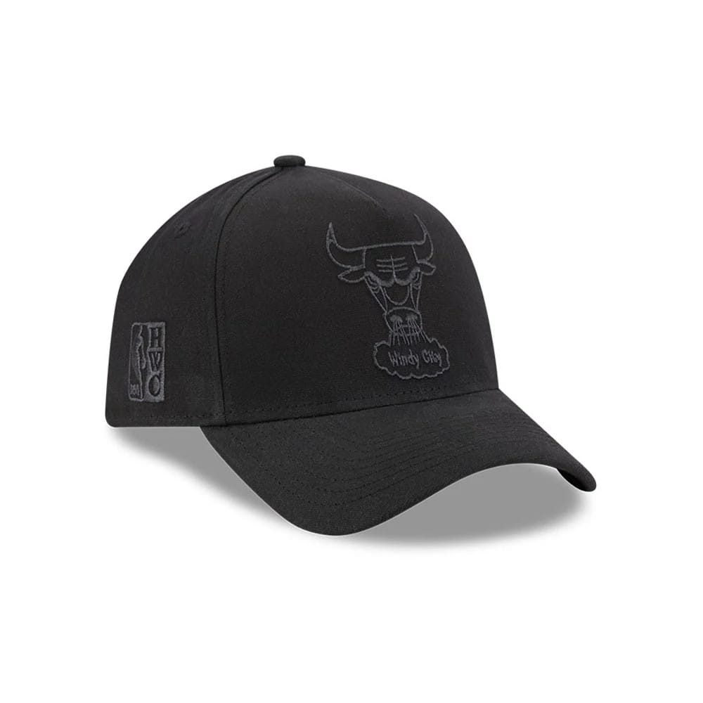 Bulls NBA Waxy Canvas Black 59FORTY A-Frame Fitted Cap-kentox