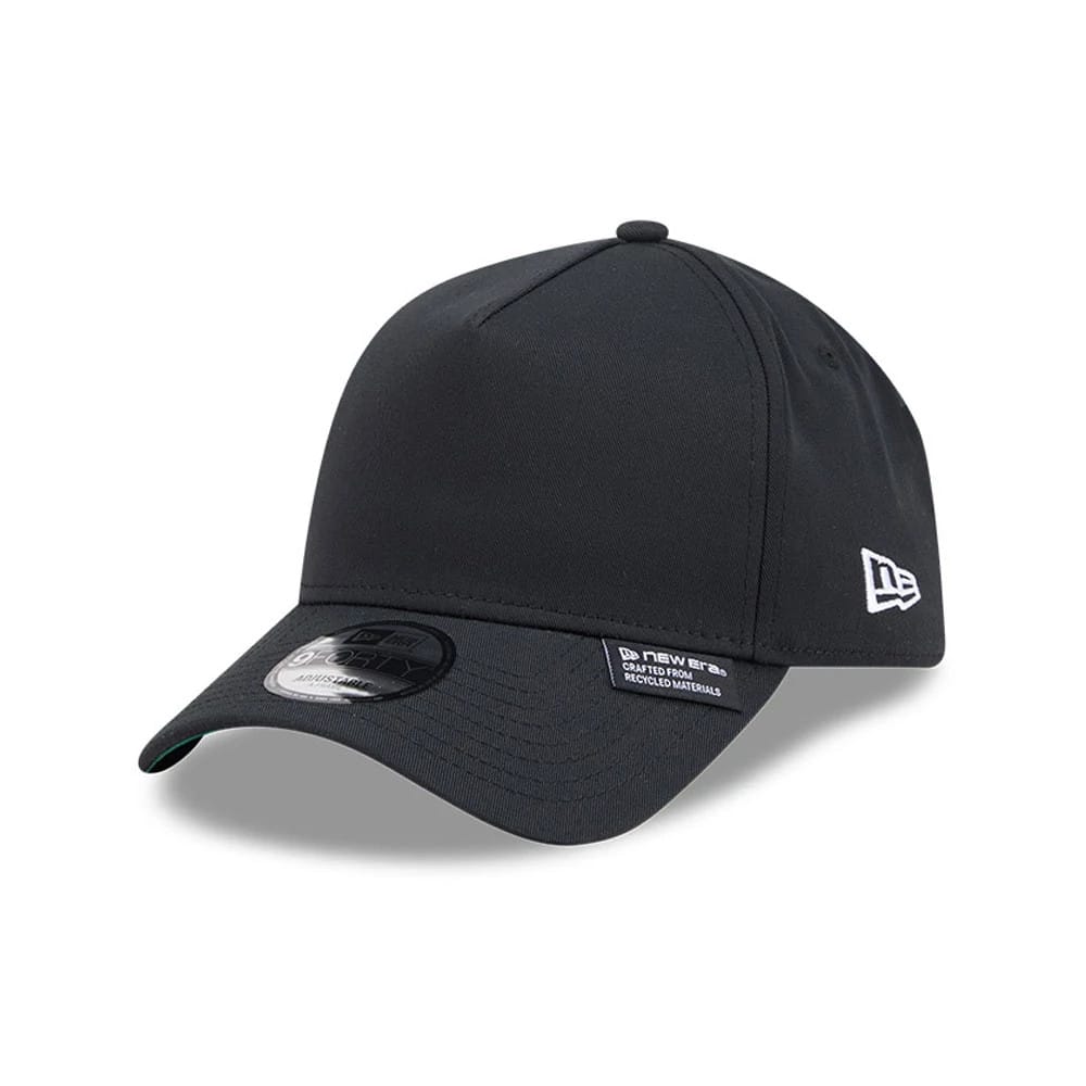 New Era Recycled Twill Black 9FORTY A-Frame Adjustable Cap-kentox