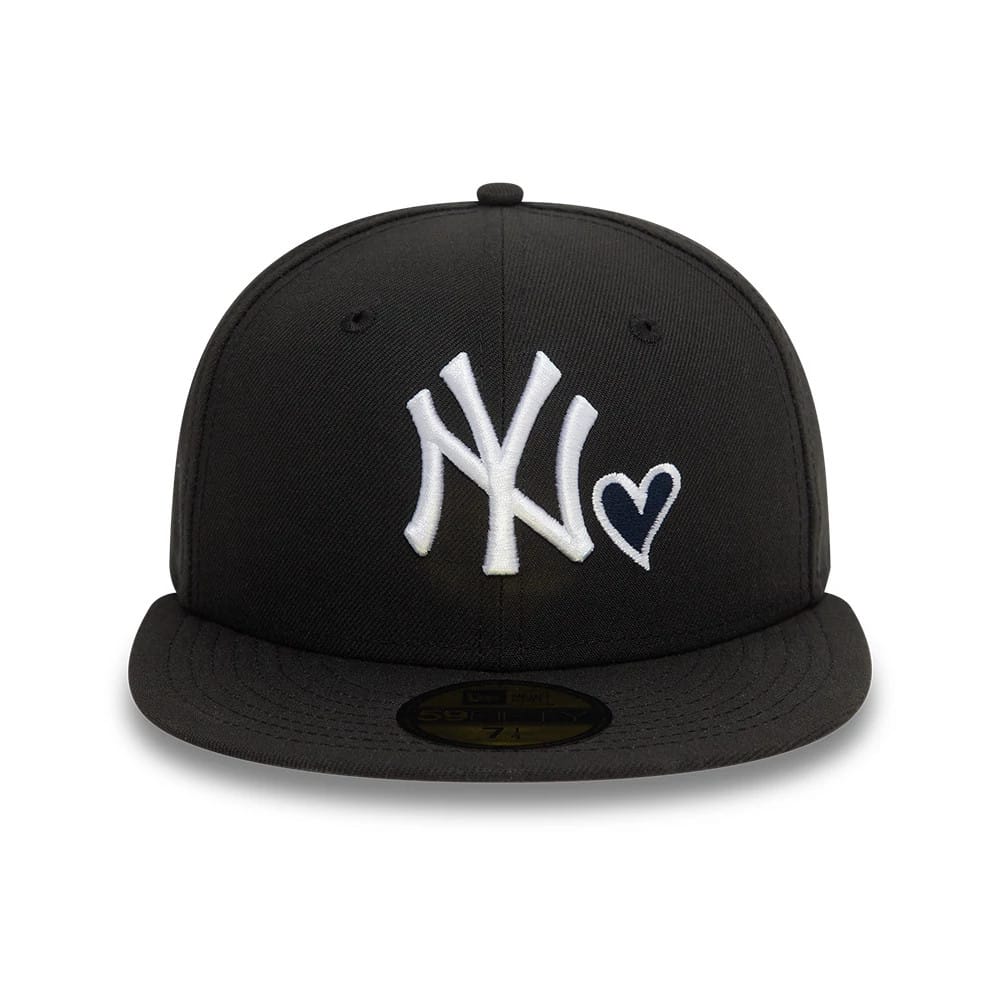 New York Yankees MLB Heart Icon Black 59FIFTY Fitted Cap-kentox