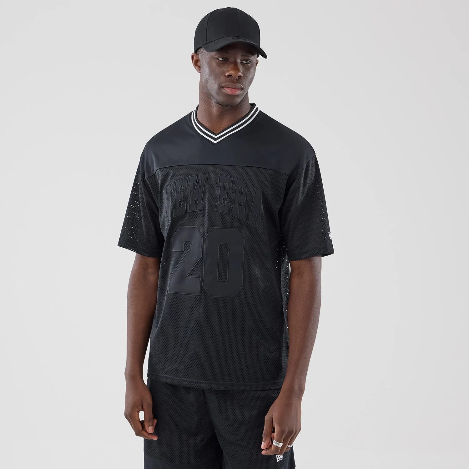 New Era Mesh Black Oversized T-Shirt-kentox