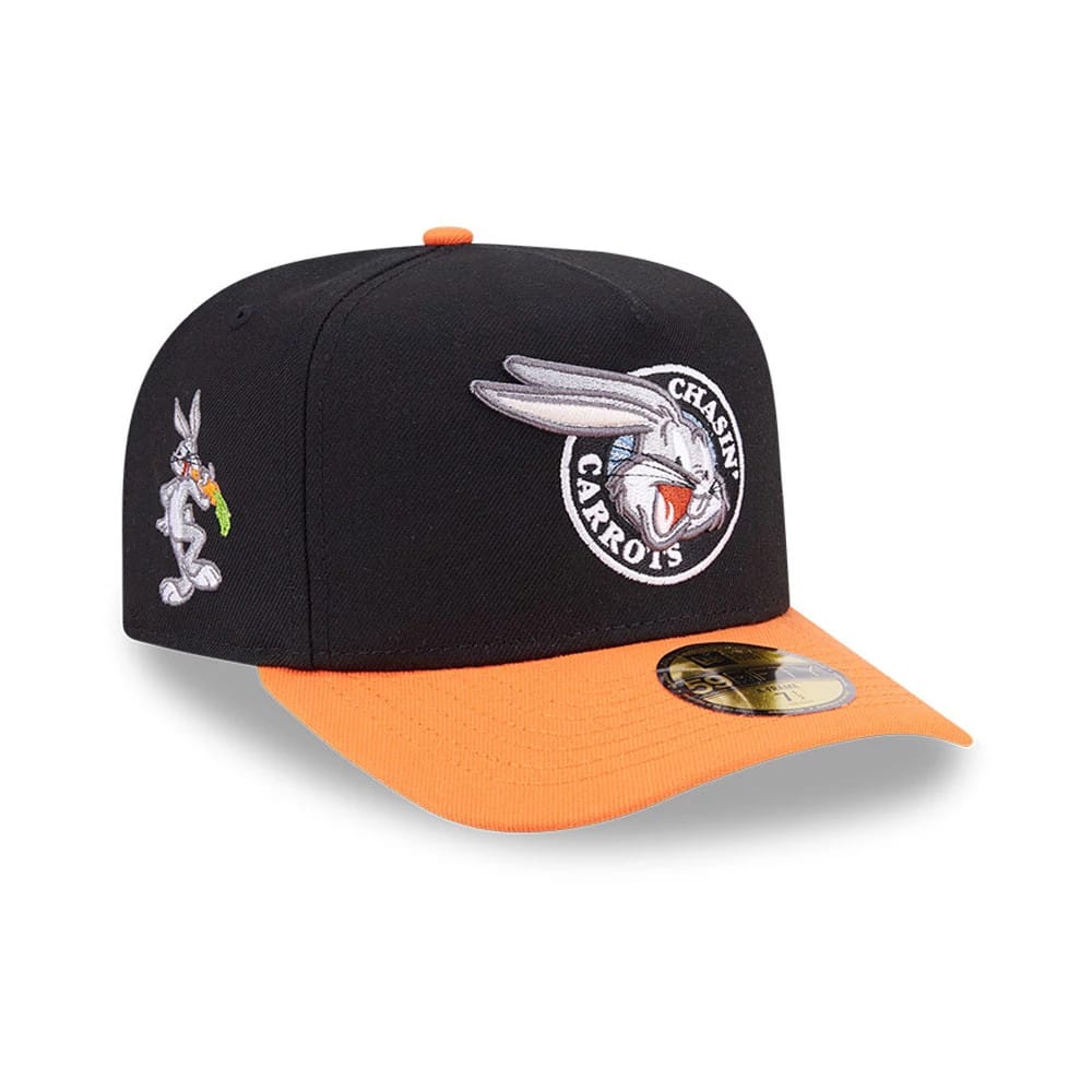 Bugs Bunny Looney Tunes Chasin Carrots Black 59FIFTY A-Frame Fitted Cap-kentox