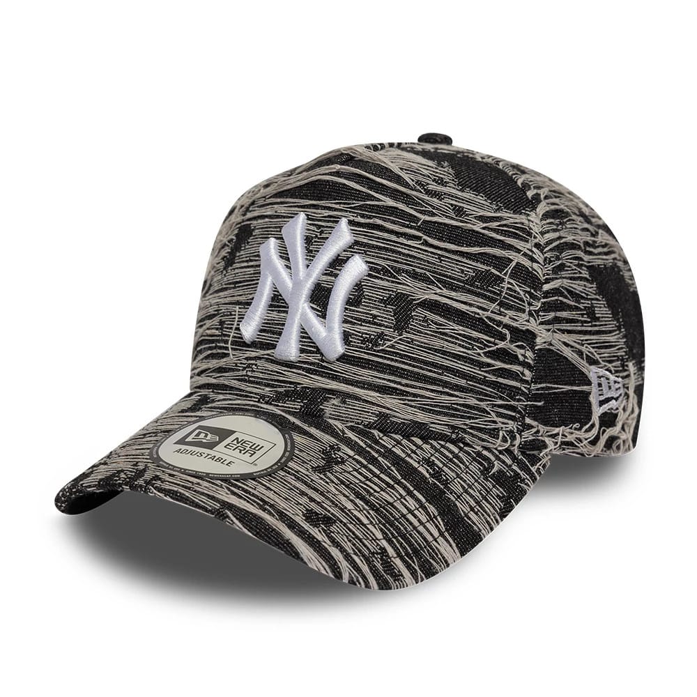 New York Yankees MLB Distressed Denim Black 9FORTY E-Frame Adjustable Cap-kentox