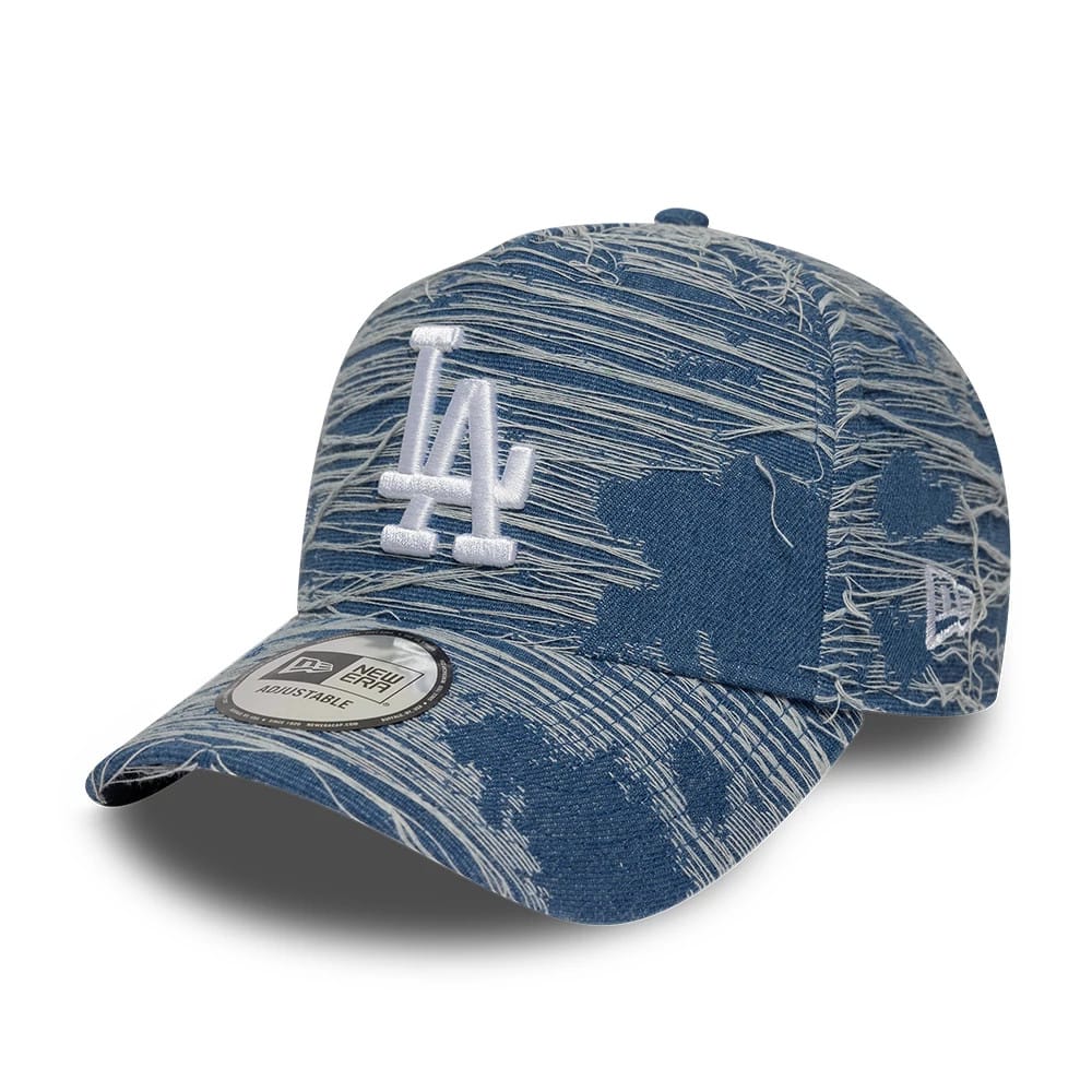 LA Dodgers MLB Distressed Denim Blue 9FORTY E-Frame Adjustable Cap-kentox