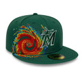 Miami Marlins MLB Storm Pattern Dark Green 59FIFTY Fitted Cap-kentox