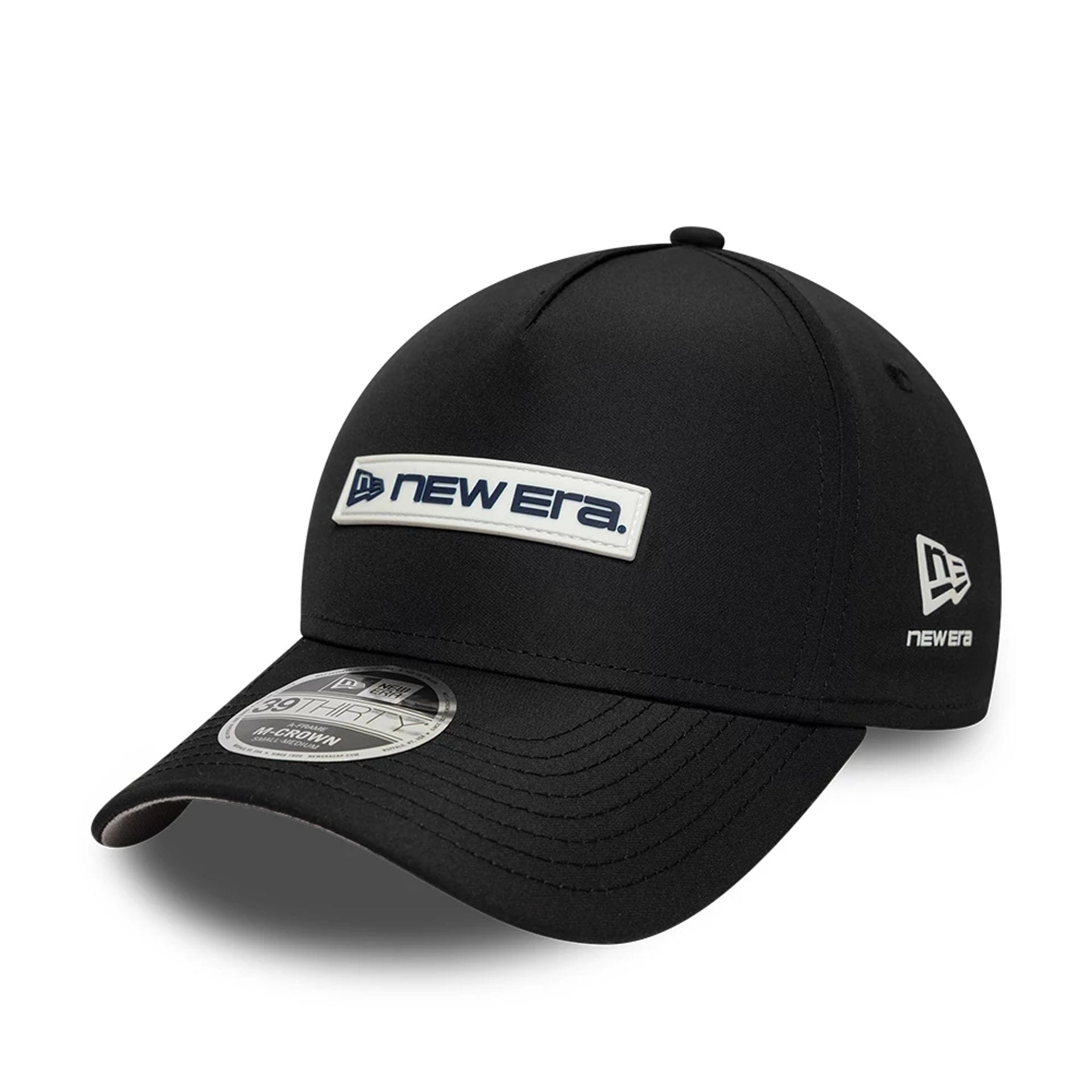 New Era Rubber Patch Black 39THIRTY M-Crown A-Frame Stretch Fit Cap-kentox