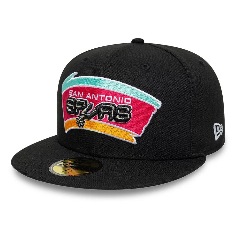 San Antonio Spurs NBA Hardwood Classic Black 59FIFTY Fitted Cap-kentox
