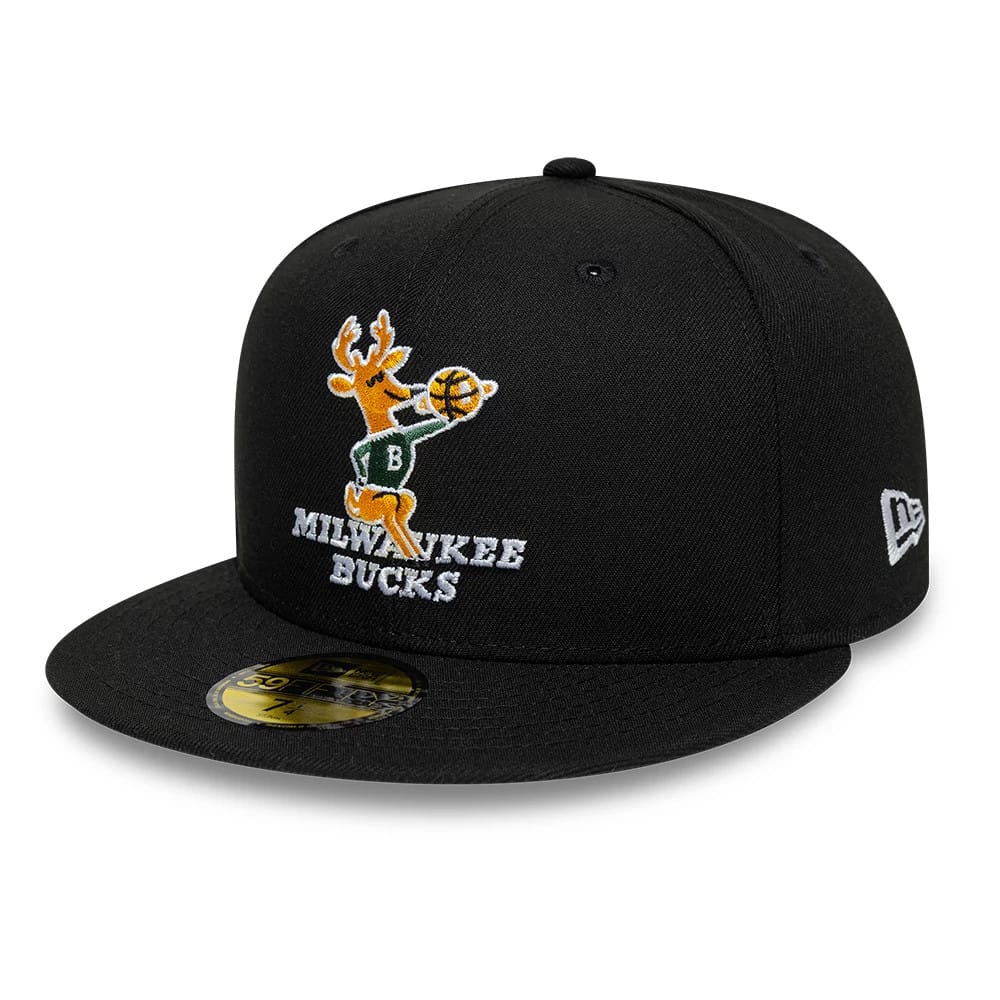 Milwaukee Bucks NBA Hardwood Classic Black 59FIFTY Fitted Cap-kentox
